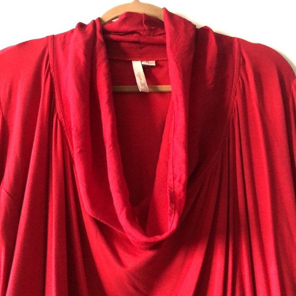 Silk Cowel Neck Red Top - Picture 2 of 4